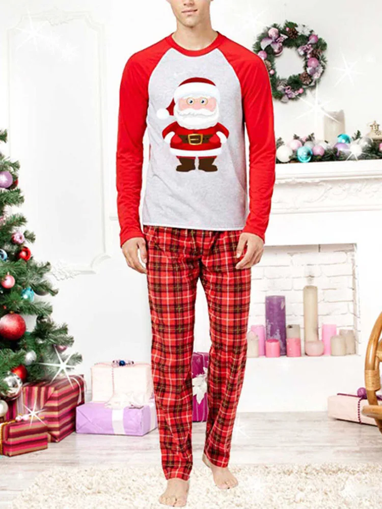 

Autumn Christmas parent-child wear Printed parent-child home wear Long-sleeved suit family wear comfortable and warm