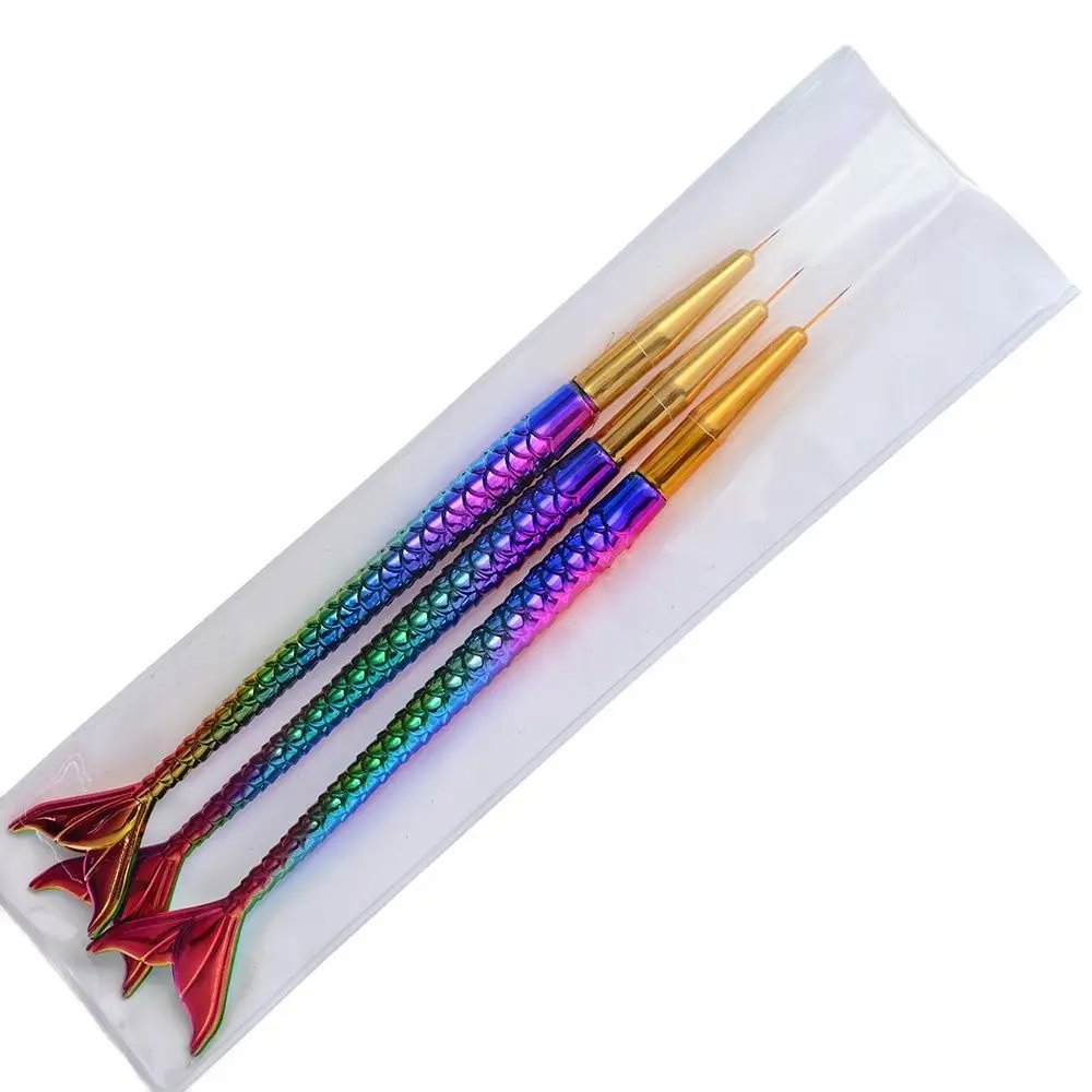 

3pcs/Lot Mermaid Gradual Color Nail Liner Pen 7/9/11mm 3 Size Stripe Line Pencil For Polishing Manicure DIY Dotting Painting C28