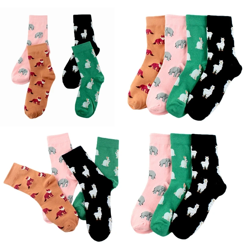 

Korean Style Women Warm Casual Cotton Crew Socks Harajuku Cute Cartoon Elephant Rabbit Sheep Patterned Funny Hosiery Streetwear