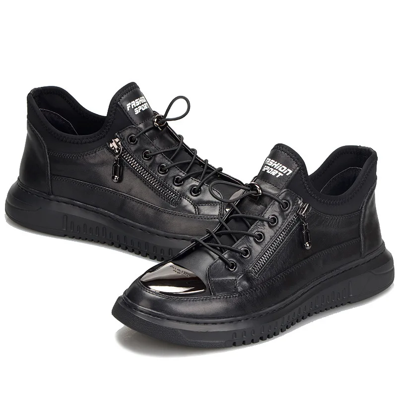 Мужские повседневные туфли из натуральной воловьей кожи на шнуровке с