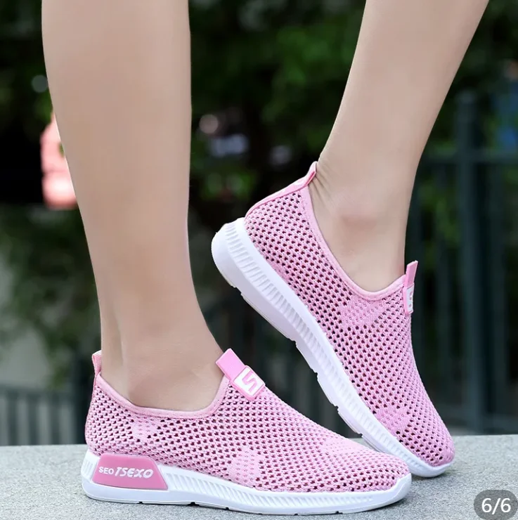 

BLWBYL 2021 NEW Spring and Summer Hot Fashion Round Toe Mesh Breathable Soft Ladies Casual Shoes 1803