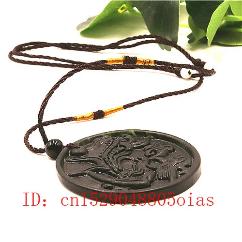 Натуральный китайский черный зеленый нефрит Феникс кулон ожерелье обсидиан