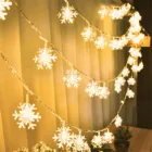 Рождественская сказочная светодиодная гирлянда в виде снежинок, 5 м, 50 светодиодов, для свадьбы, вечеринки, дома, Декоративная гирлянда, украшение для занавесок, 2022 год, Рождество 2022