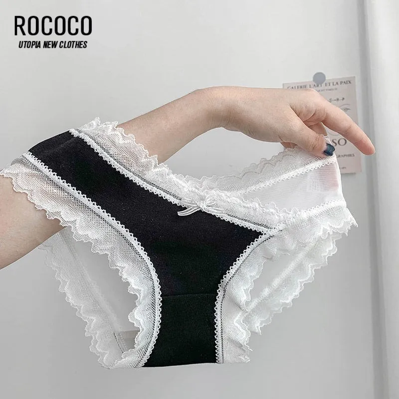 Женское удобное нижнее белье трусики из хлопка с кружевами сексуальное средней