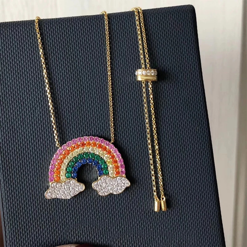 

Fashion Moroccan Jewelry New Rainbow Necklace Adjustable Gold Fashionable Rainbow Decoration Female Romantic Jewelry Gift
