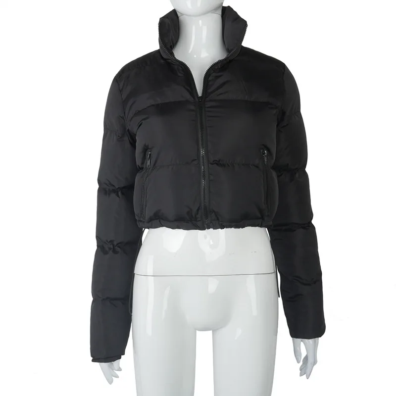 

Luolin Women Cropped Down Jacket Coat Winter Parkas High Quality Fashion Short Outwear Long Sleeve Zip Thick Down Bubble Coats