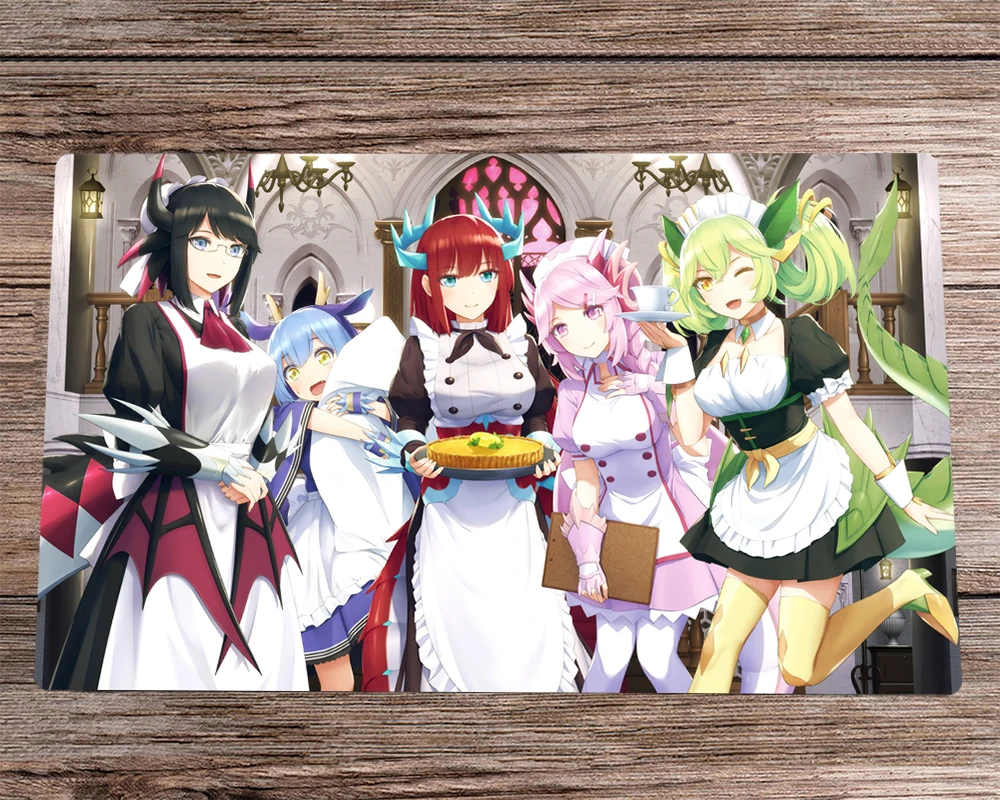 

NEW Yu-Gi-Oh! Girls Playmat Dragonmaid CCG TCG Mat Anime Trading Card Game Mat & Bag Anti-slip Rubber Desk Pad Mousepad 60x35cm