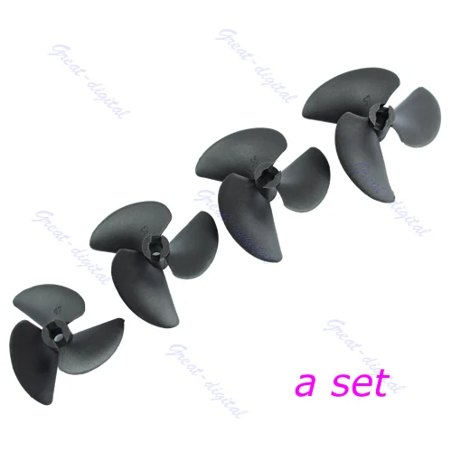 

4 Pcs Blade Nylon Propeller Dia 47mm 52mm 55mm 57mm For 3/16 Shaft RC Boat 634F