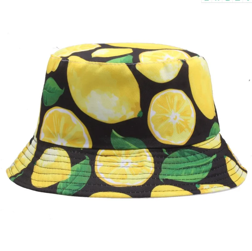 Панама двусторонняя с фруктами и лимоном для мужчин женщин шляпа рыбака летняя