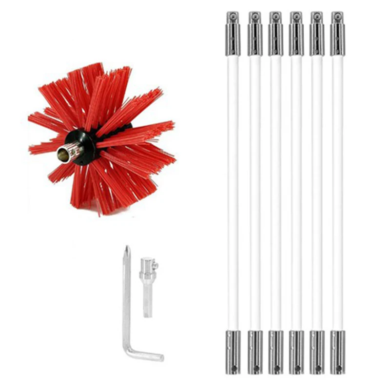 

Щетка для очистки горячего дымохода, устройство для удаления ворса, щетка для подметания камина, набор дренажных стержней, нейлоновая враща...