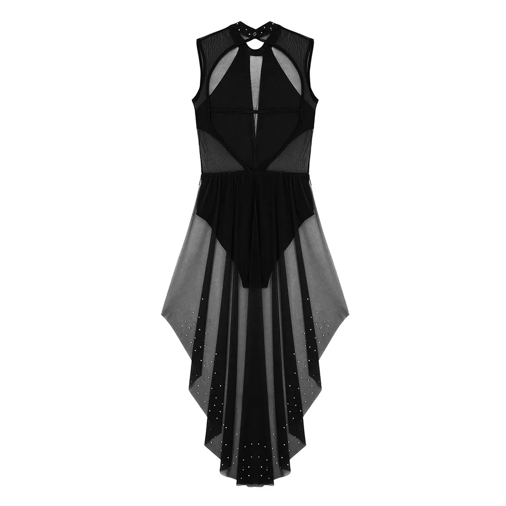 Женский танцевальный костюм TiaoBug блестящие стразы без рукавов балетные