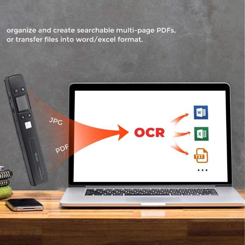 

Mini Document/Ies Scanner A4 JPG/PDF Formate No Wifi 1050DPI High Speed Portable LCD Display for Business Receipts