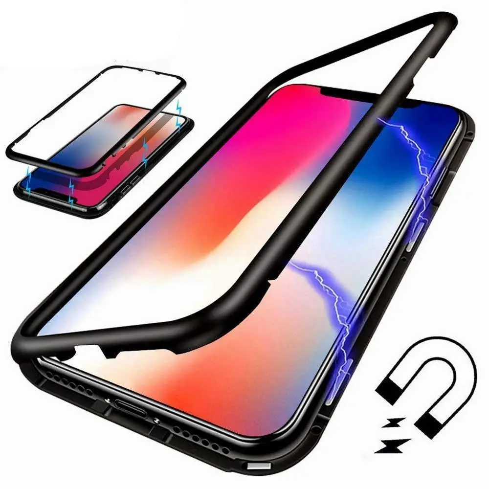Металлический магнитный адсорбционный чехол для iphone X XS XR Max из закаленного