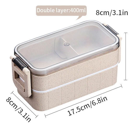 Konco японская микроволновая печь Bento Box Пшеничная солома детский Ланч-бокс герметичный Bento Ланч-бокс для детей школьный контейнер для еды - Цвет: double beige