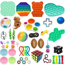 Kids Fidget Sensory Toys Stress 22 PACK Set Adult Anti-stress Toy Push Kits Bubble Fidget Toy Relief Autism Children Boy Gift