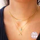 BOAKO 925 стерлингового серебра разноцветный Цирконий камень Золотая луна ожерелье с подвеской для женщин в европейском стиле класса люкс на длинной цепочке драгоценный камень