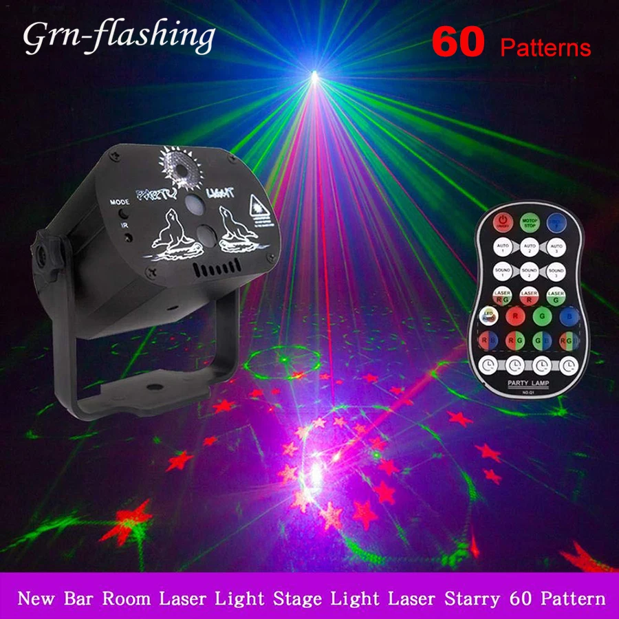 

60 Patterns RGB LED Disco Light 5V USB Recharge RGB Laser Projection Lamp Stage Lighting Show for Home Party KTV DJ Dance Floor