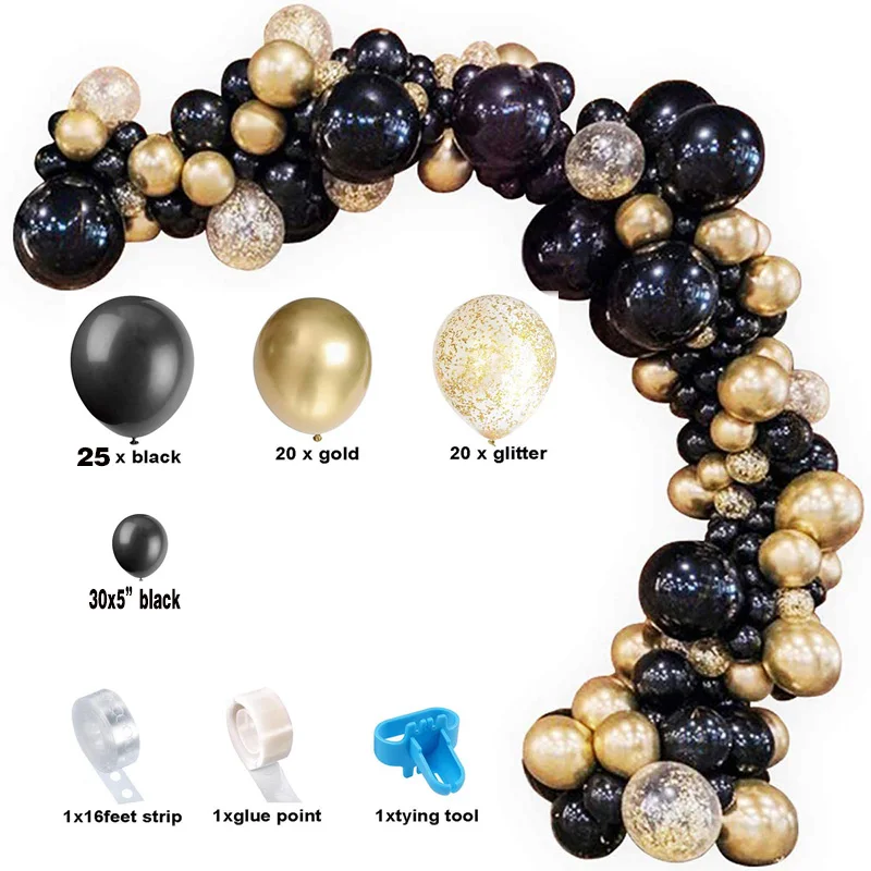 97 шт. воздушные шары-гирлянды арочный комплект украшений черный Золотой Фон