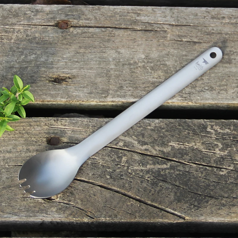 Keith Titanium Spork походная посуда для пикника с длинной ручкой Титановая Ложка