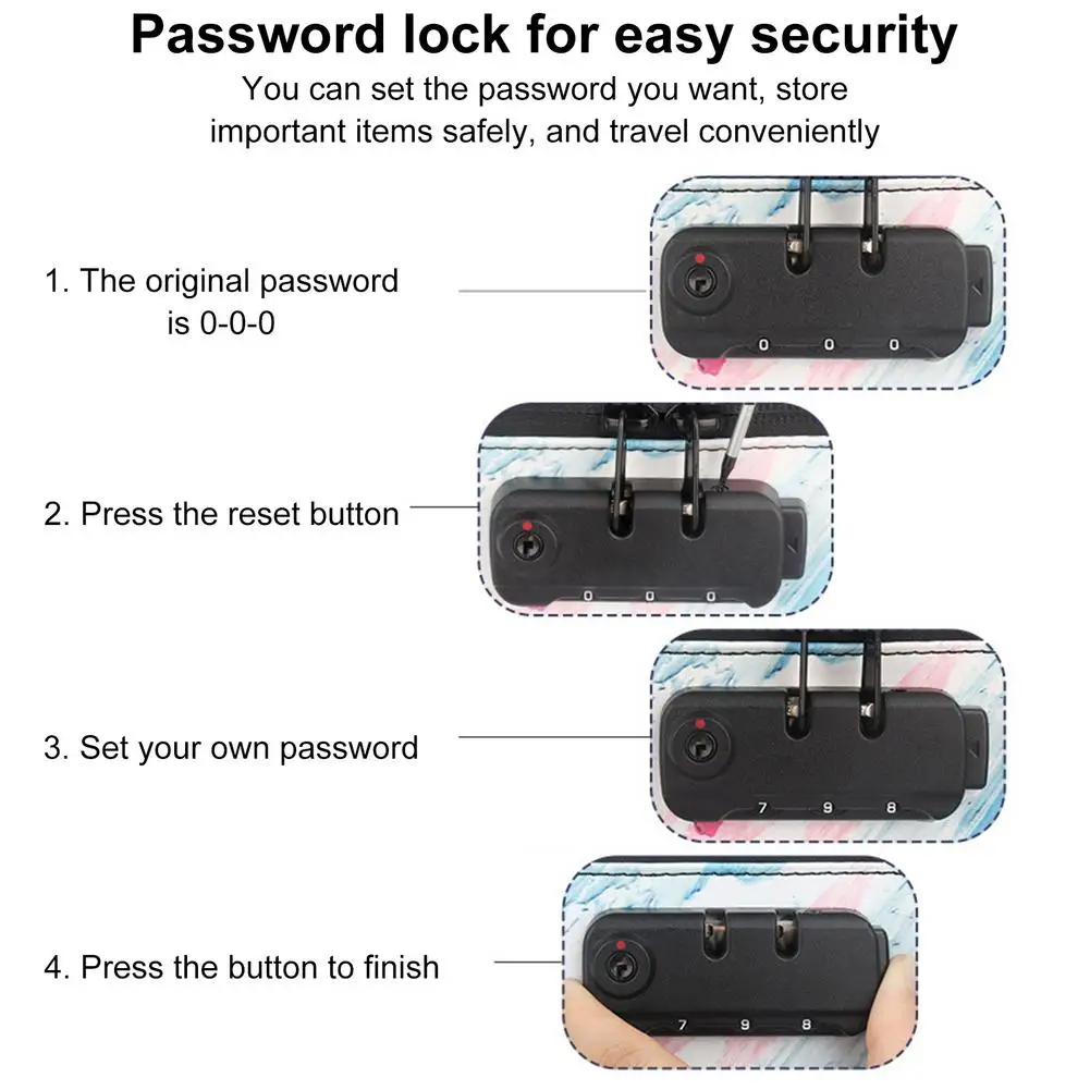 

Zippered waterProof Pouch with Lock Travel Handbag Container Makeup Bag Cosmetic Lipstick Storage Handbag