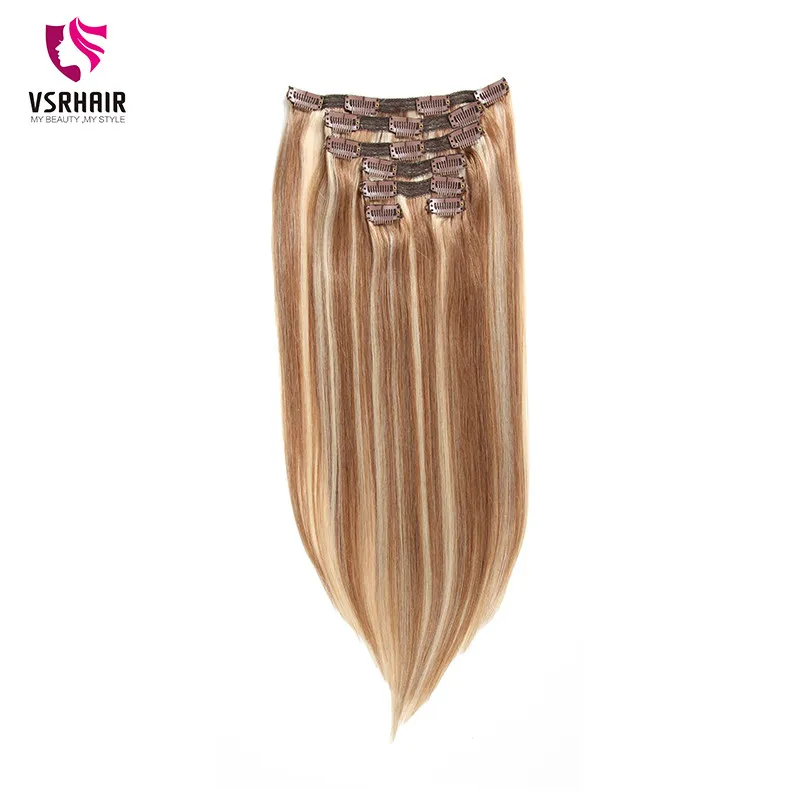 VSR 120g 150g двойной вытяжки с плотного шелка машина Волосы remy натуральные волосы на заколках, 7 шт./компл. 8 шт./компл. Реми человеческие волосы на заколках для наращивания, волосы для наращивания
