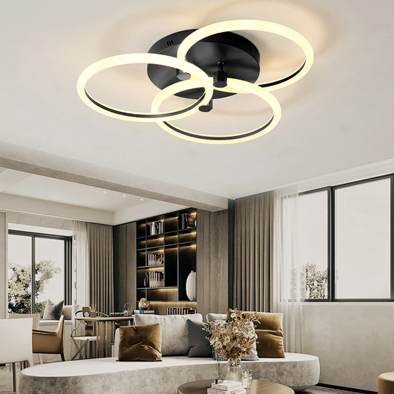 Black/Gold modern led ceiling lights for bedroom study room light Simple ceiling light Round Acrylic Ceiling Lamp light fixtures