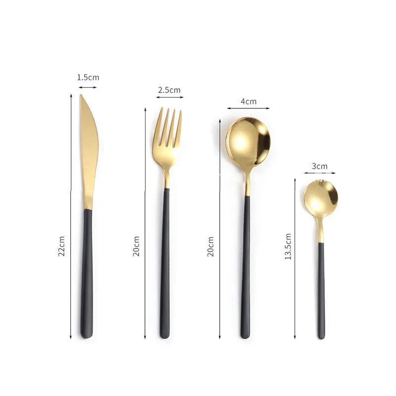 Набор столовых приборов из нержавеющей стали 4 шт./компл. Золотая посуда нож ложка