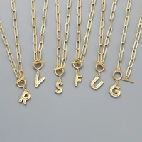 gothic letter initial necklace pin chain toggle clasp alphabet pendant necklaces for women hip hop ot buckle necklace jewelry