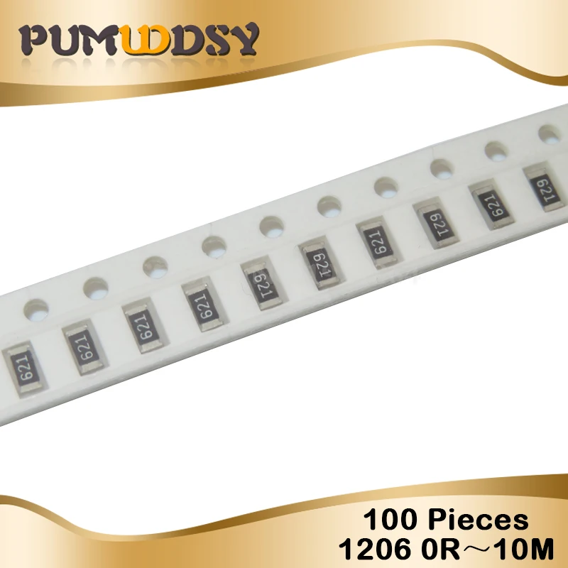 100 шт. 1206 SMD резистор 0R~ 10 м 1/2W 1K 2,2 K 10K 100K 0R 1R 10R 100R 150R 220R 330R, для детей 0, 1, 10 100 150 220 330 Ом
