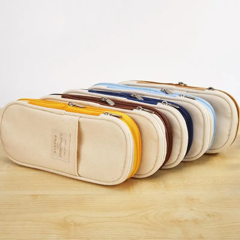 Макарон Цвет Холст Карандаш Чехол большой Ёмкость двойной канцелярские