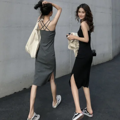 

Summer New French Strap Dress Korean Style Cross
