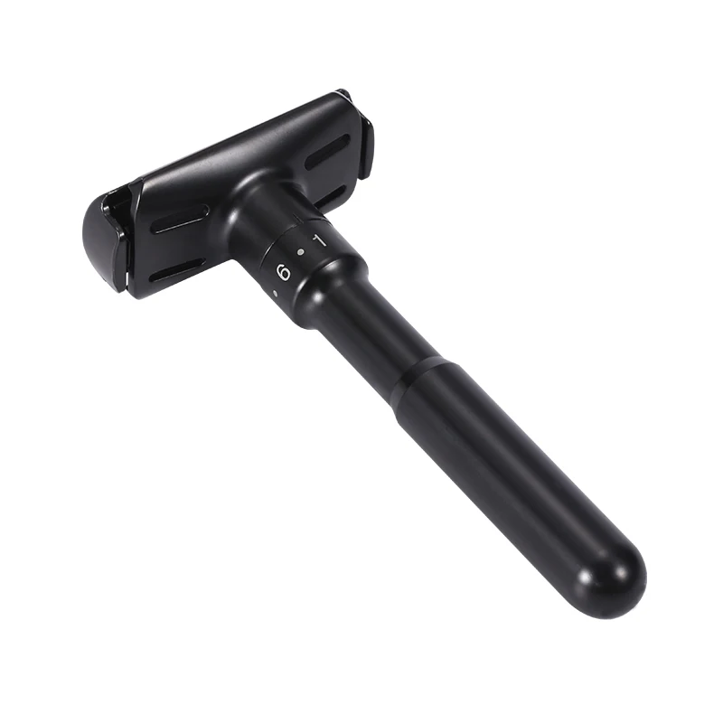 Черный регулируемый безопасный бритвенный станок с двумя краями для мужчин