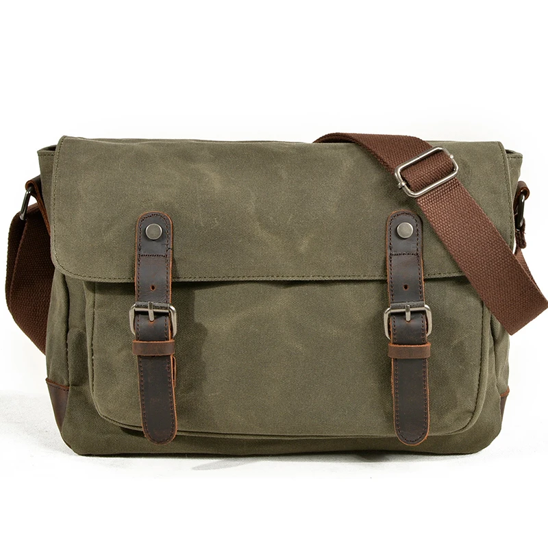 

Men's bag Canvas outdoor messenger bag retro satchel Men shoulder bags Male Casual Vintage bags crossbody Black ArmyGreen