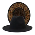 Классическая фетровая шляпа-федора с широкими полями, шляпы для холодной погоды, черные леопардовые Лоскутные фетровые шляпы, Женская фетровая шляпа