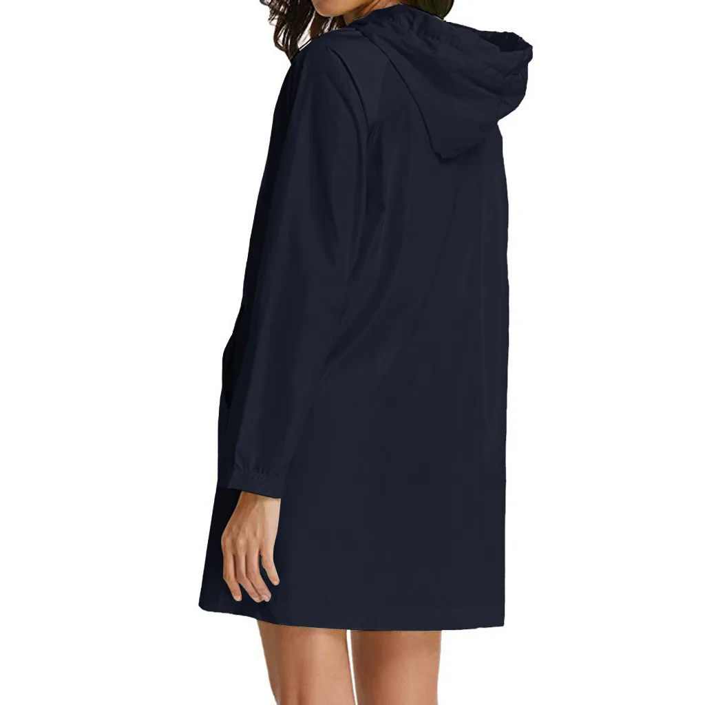 Женская однотонная дождевая куртка уличная плюс размер водонепроницаемая с