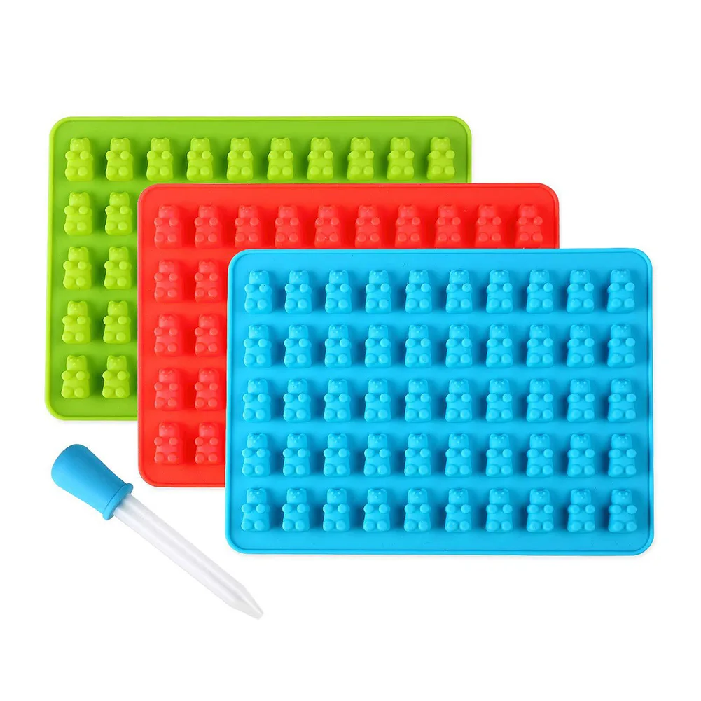 50 отверстий 100% пищевой силикон медведь Жевательные Конфеты Форма Силиконовый