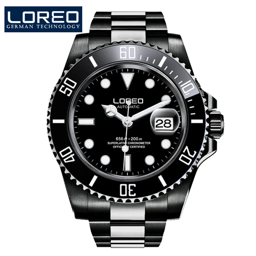 2021 New Simplicity Watch Men Automatic Mechanical Clock Fashion Sport Diving Watch 200M Waterproof Luminous Watches Mens LOREO