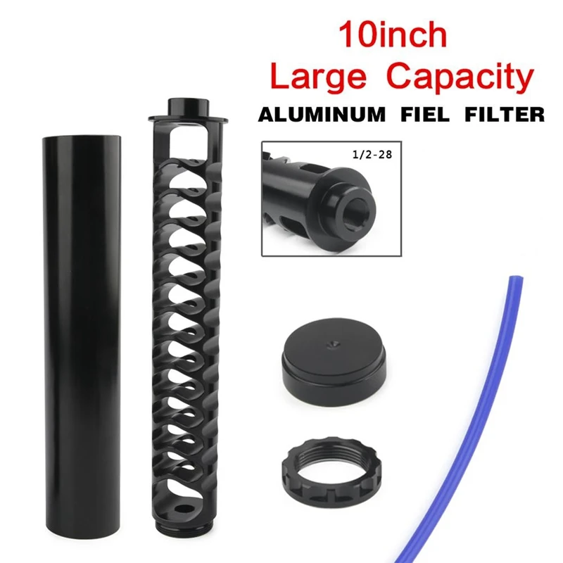 10 дюймов Автомобильный 6061 алюминиевый топливный фильтр спираль 1/2 28 одноядерный
