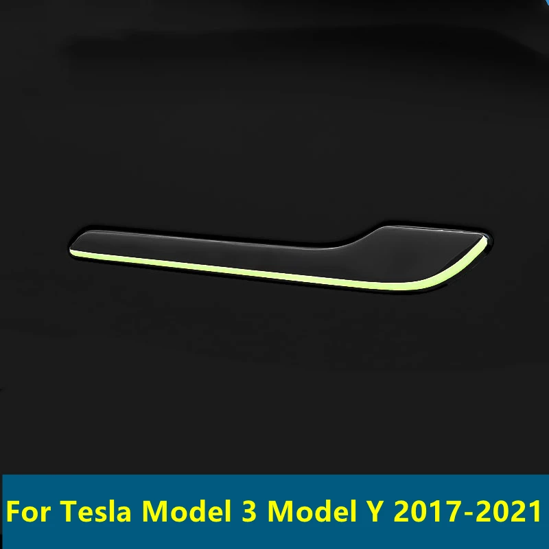 

Защитная Наклейка для крышки дверной ручки Tesla Model 3 & Model Y 2017-2021, внешние аксессуары для автомобиля, светящийся стикер на подлокотник