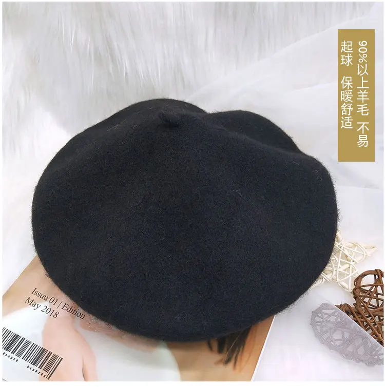 

New embroidered berets black fashion Joker men's and women's buds Hat winter painter Hat Japanese Korean version beret boinas