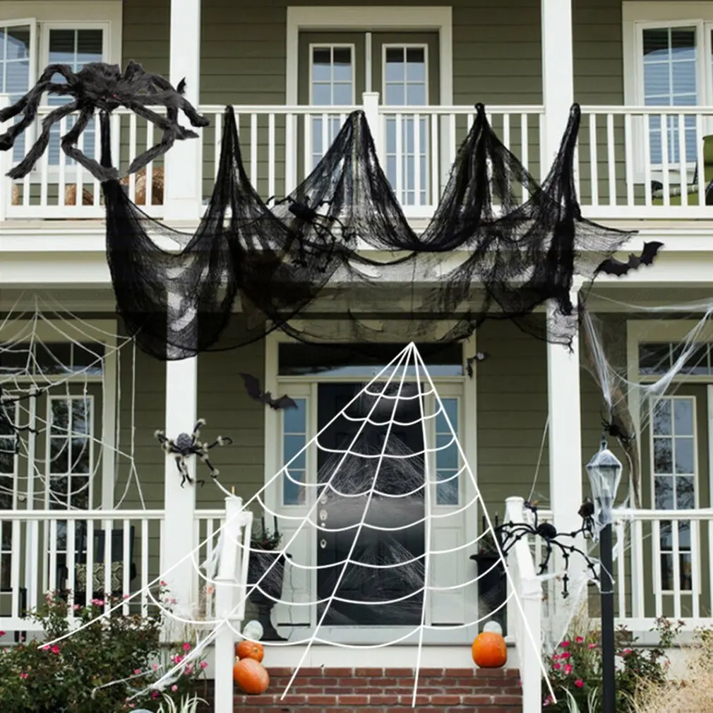 Halloween Creepy Gauze Large Grid Yarn Cloth Door House Decor Gothic Props Party Decoration For Home Decals Hot Sale | Дом и сад