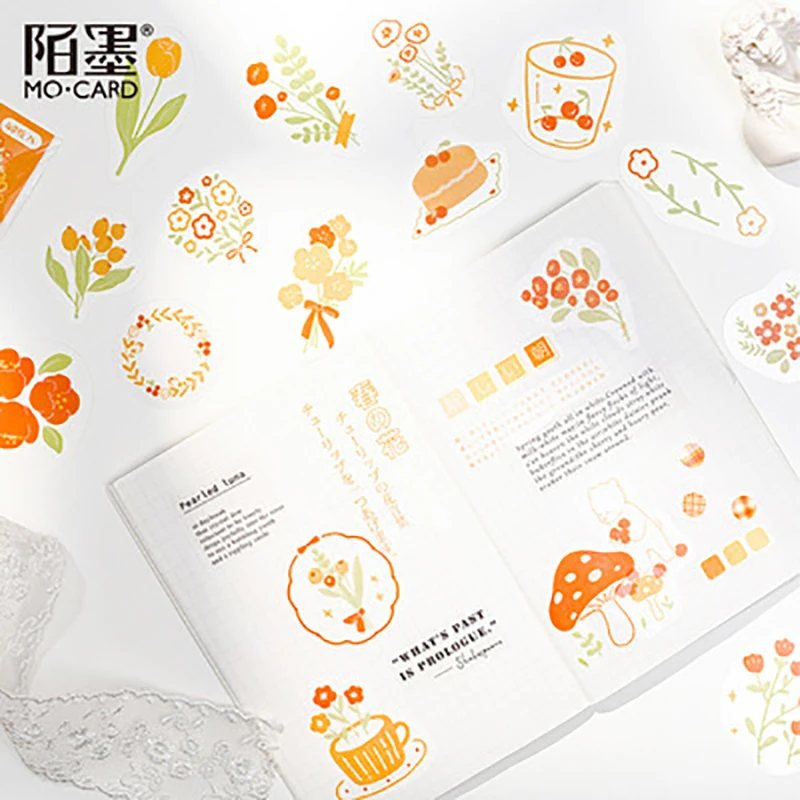 

PET sticker bag Huayushuo series fresh retro plant hand account decoration DIY sticker material 6 types