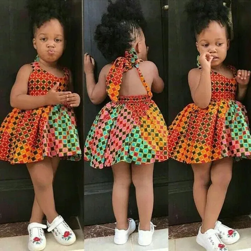 

Kids African Dresses Summer Fashion Print Rompers Baby Girls Lace Up Dashiki Bazin Fashion Children Riche Ankara African Clothes