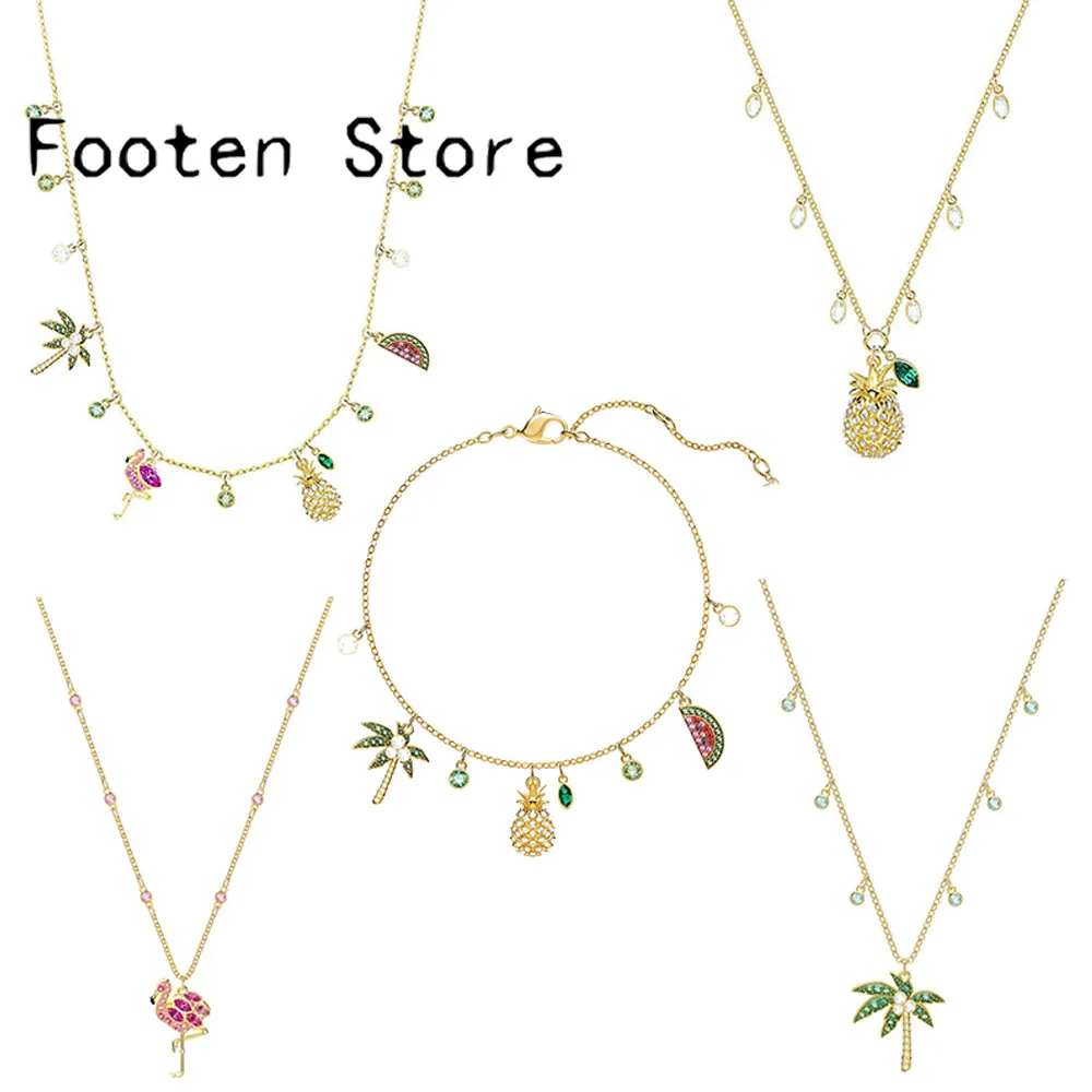 

SWA Fashion Ladies Jewelry Glamour flamingo.pineapple.Palm tree Tropical Style Jewelry Set Necklace Bracelet Romantic Jewelry