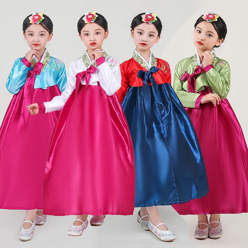 

Cute Children Of Korean Traditional Costume Hanbok Dae Jang Geum Court Dress Female Korean Dance Performance Clothing Out