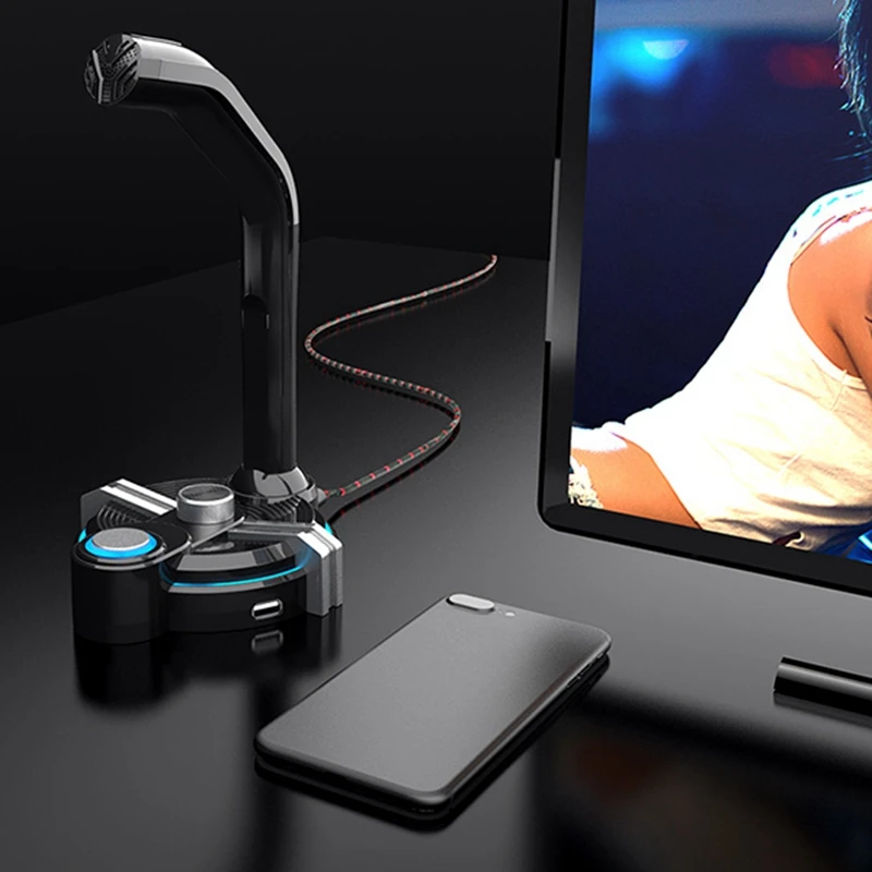 

Gaming Microphone Multifunction USB7.1 with Tuning Phone Stand Microphone Wired Desktop Microphone