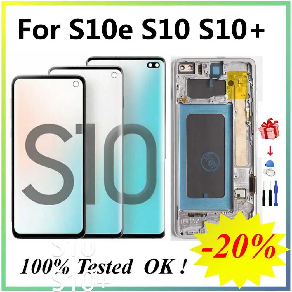 

Super AMOLED LCD For Samsung Galaxy S10e SM-G9700 G970F/DS G970U G970W LCD Display Touch Screen With Frame For S10e SM-G970 LCD