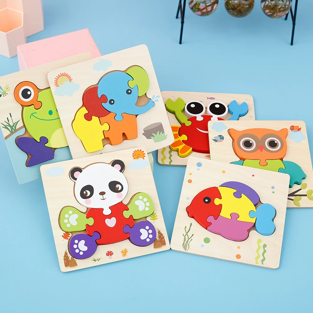 

Baby Montessori Wooden Toys Kids Jigsaw Animal Wooden Brain Teaser Education Family-child Interactive Game Childrens Toy Gift