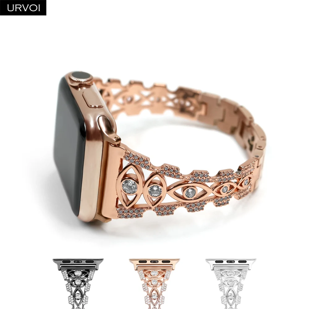 URVOI браслет-цепочка для глаз Apple Watch 6 SE 5 4 3 2 1 медный и нержавеющий стальной ремешок