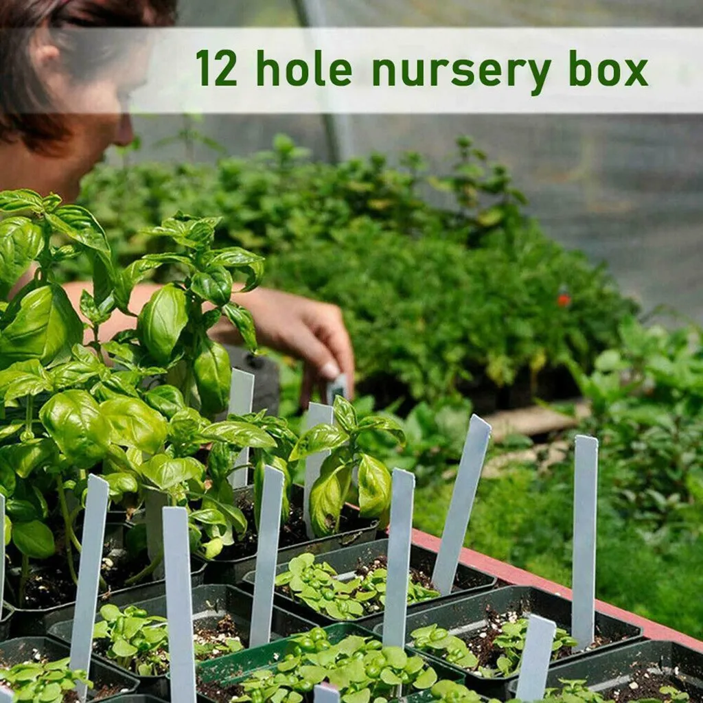 12 Hole Plastic Nursery Pots Planting Seed Tray Kit Cells Grow Box Seedling Starter Germination Garden | Дом и сад